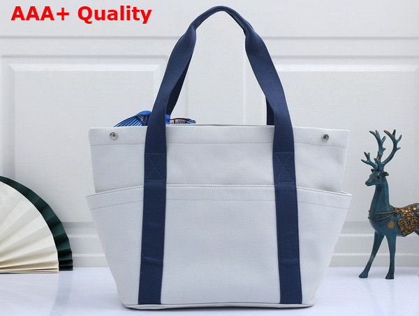 Hermes Cabriole Nappy Bag in Pale Blue Canvas with Blue Handle Replica