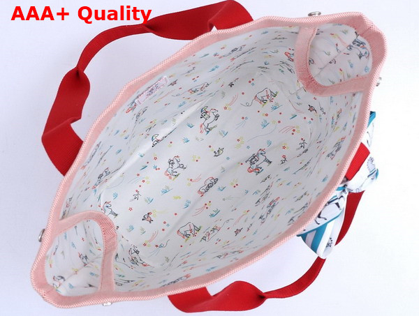 Hermes Cabriole Nappy Bag in Pink Canvas with Red Handle Replica