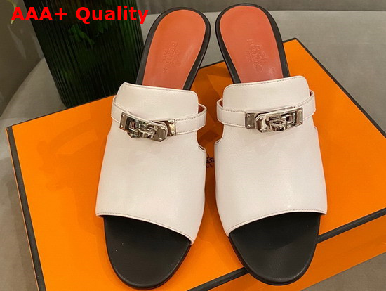 Hermes Candy Sandal High Heel Blanc Calfskin Replica