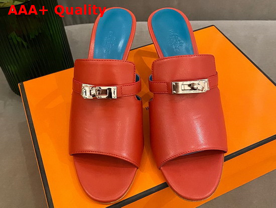 Hermes Candy Sandal High Heel Red Calfskin Replica
