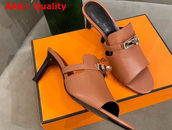 Hermes Candy Sandal High Heel Tan Calfskin Replica