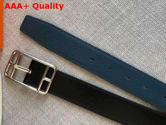 Hermes Cape Cod 32 Reversible Belt in Box and Togo Calfskin Noir and Blue Replica