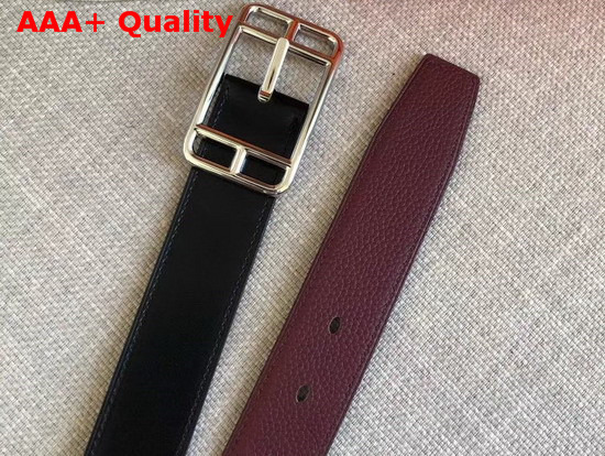 Hermes Cape Cod 32 Reversible Belt in Box and Togo Calfskin Noir and Burgundy Replica