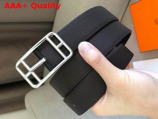 Hermes Cape Cod 32 Reversible Belt in Box and Togo Calfskin Noir and Chocolat Replica