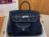 Hermes Cargo Birkin 25 Navy Blue Canvas and Swift Calfskin Replica