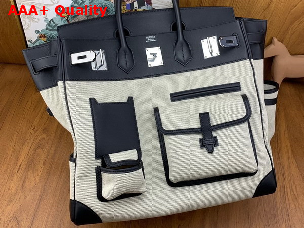 Hermes Cargo Hac Birkin 40 Bag in Beige Canvas and Swift Calfskin Replica