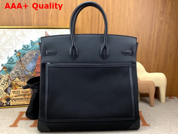 Hermes Cargo Hac Birkin 40 Bag in Black Canvas and Swift Calfskin Replica