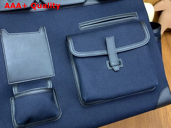Hermes Cargo Hac Birkin 40 Bag in Blue Canvas and Swift Calfskin Replica