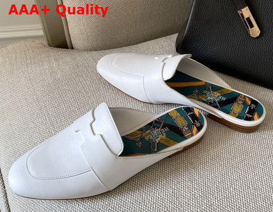 Hermes Catena Mule in Blanc Replica