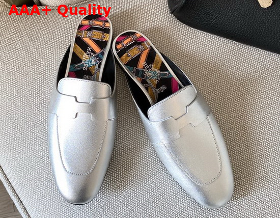 Hermes Catena Mule in Gris Argente Vieilli Replica