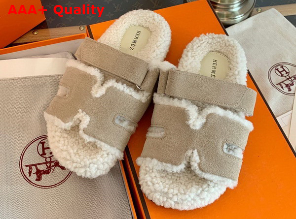 Hermes Chypre Sandal Beige Ecru Woolskin Insole and Lining Replica