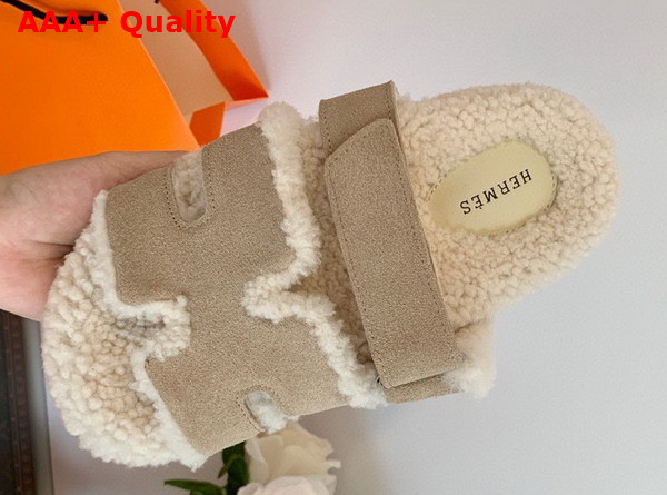 Hermes Chypre Sandal Beige Ecru Woolskin Insole and Lining Replica