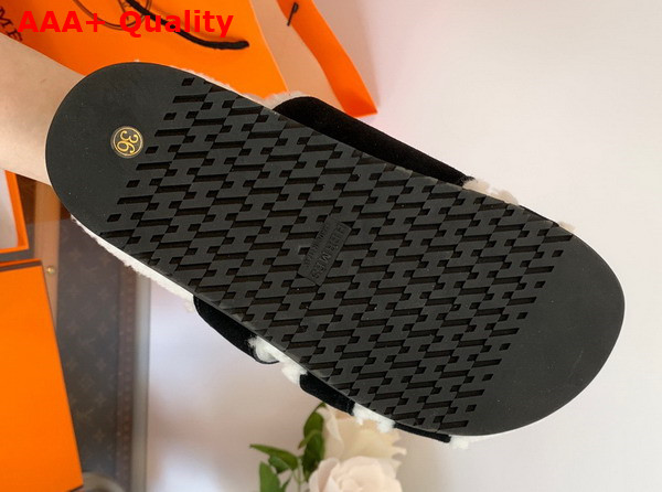Hermes Chypre Sandal Noir Ecru Woolskin Insole and Lining Replica