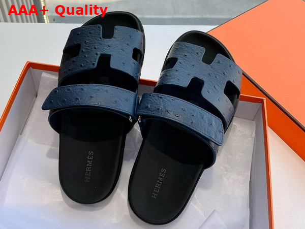 Hermes Chypre Sandal in Black Ostrich Leather Replica
