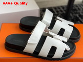 Hermes Chypre Sandal in Blanc Calfskin Replica
