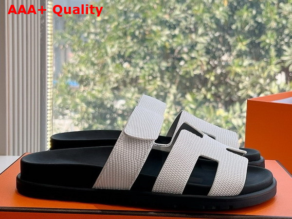 Hermes Chypre Sandal in Blanc Lizard Leather Replica