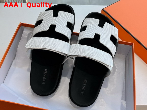 Hermes Chypre Sandal in Blanc Lizard Leather Replica
