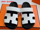 Hermes Chypre Sandal in Blanc Ostrich Leather Replica