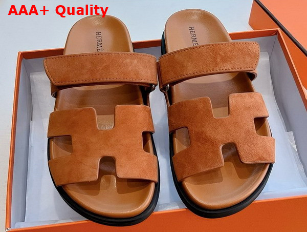 Hermes Chypre Sandal in Brun Fume Suede Goatskin Replica