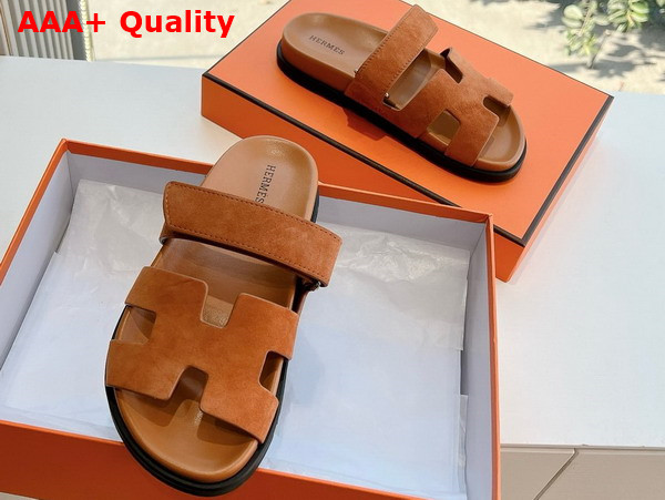Hermes Chypre Sandal in Brun Fume Suede Goatskin Replica