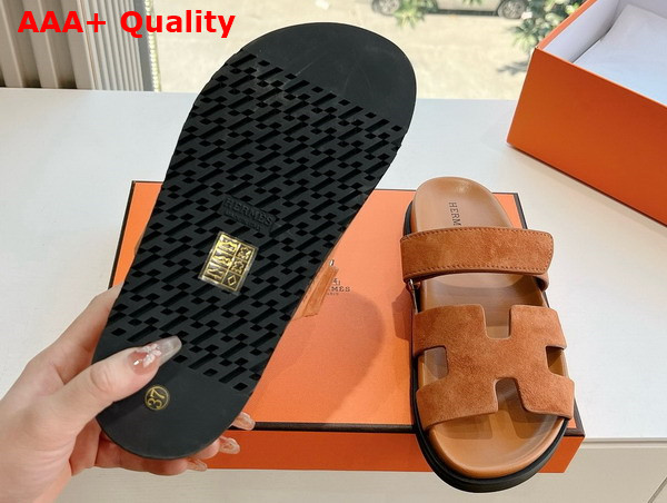 Hermes Chypre Sandal in Brun Fume Suede Goatskin Replica