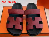 Hermes Chypre Sandal in Burgundy Lizard Leather Replica