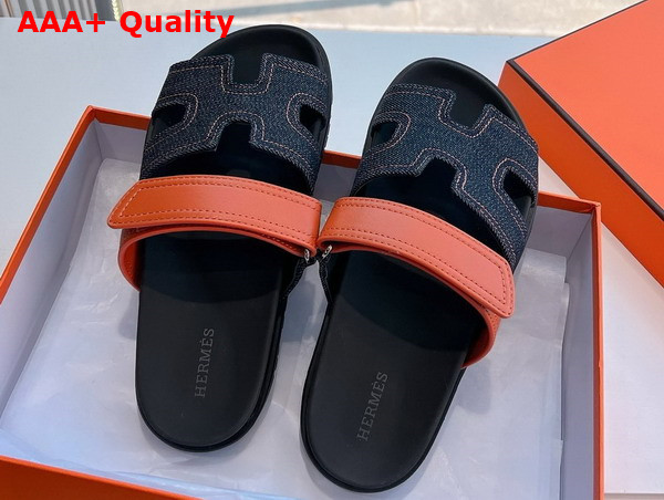 Hermes Chypre Sandal in Denim and Calfskin Replica