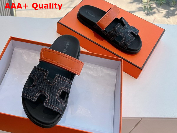 Hermes Chypre Sandal in Denim and Calfskin Replica