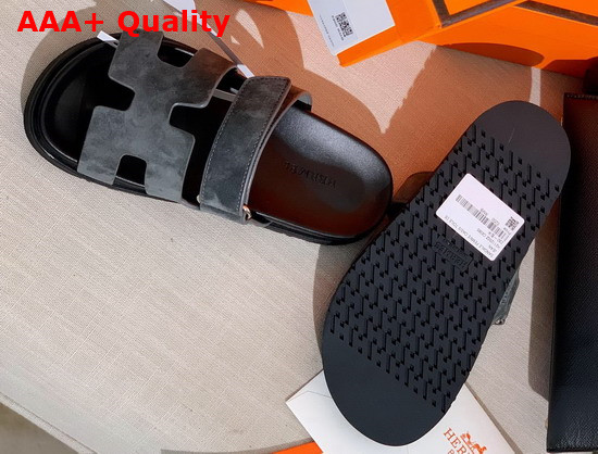 Hermes Chypre Sandal in Gray Suede Calfskin Replica