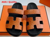 Hermes Chypre Sandal in Naturel Ostrich Leather Replica