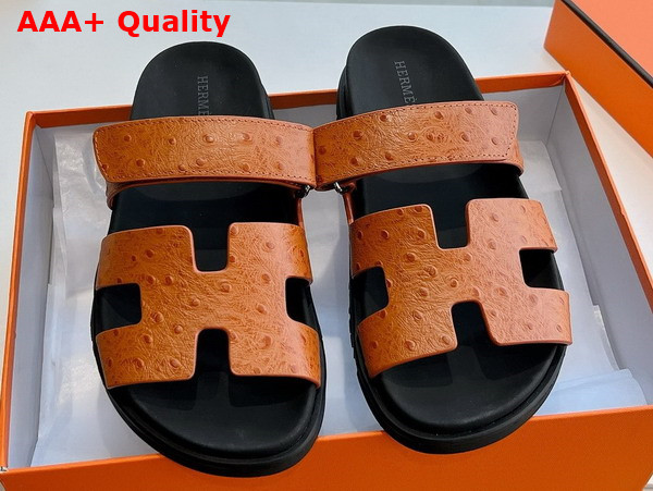 Hermes Chypre Sandal in Naturel Ostrich Leather Replica