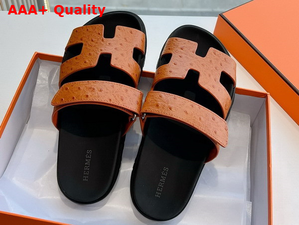 Hermes Chypre Sandal in Naturel Ostrich Leather Replica
