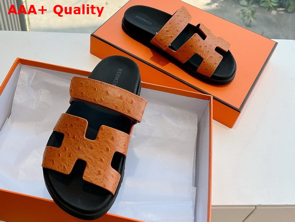 Hermes Chypre Sandal in Naturel Ostrich Leather Replica
