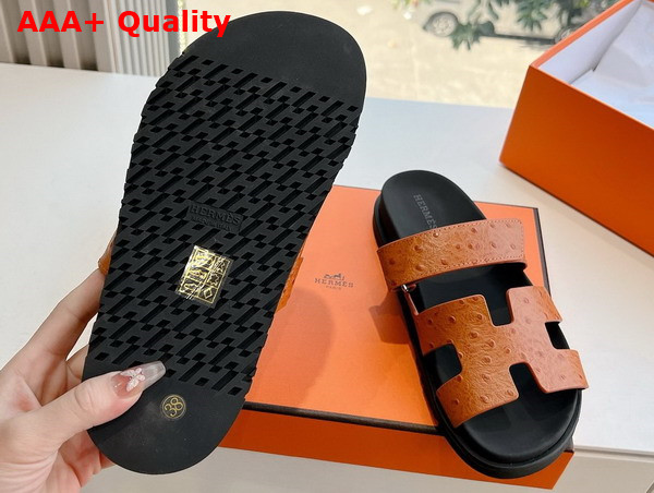 Hermes Chypre Sandal in Naturel Ostrich Leather Replica