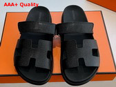 Hermes Chypre Sandal in Noir Lizard Leather Replica