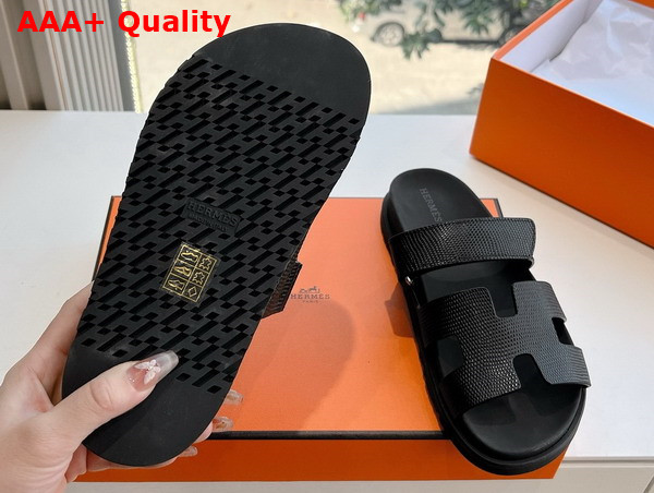 Hermes Chypre Sandal in Noir Lizard Leather Replica
