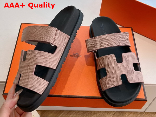 Hermes Chypre Sandal in Nude Lizard Leather Replica