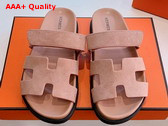 Hermes Chypre Sandal in Pink Suede Goatskin Replica