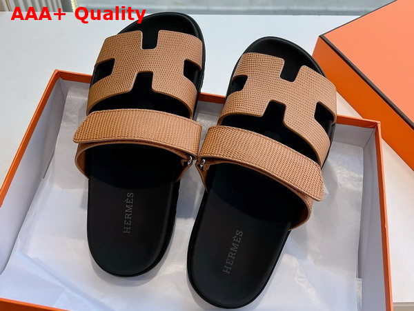 Hermes Chypre Sandal in Tan Lizard Leather Replica