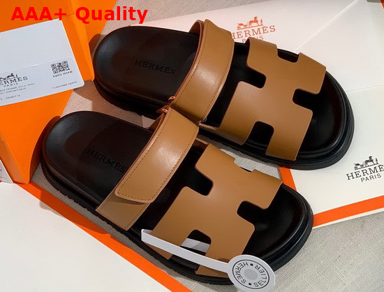 Hermes Chypre Sandal in Tan Smooth Calfskin Replica