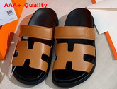 Hermes Chypre Sandal in Tan Smooth Calfskin Replica
