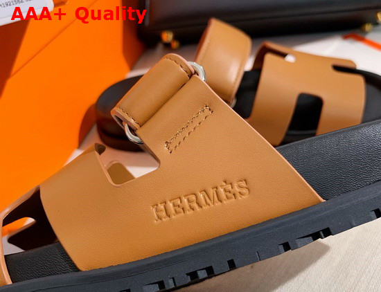 Hermes Chypre Sandal in Tan Smooth Calfskin Replica