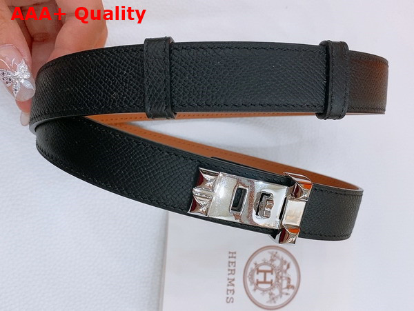 Hermes Collier de Chien 24 Belt in Black Madame Calfskin Replica