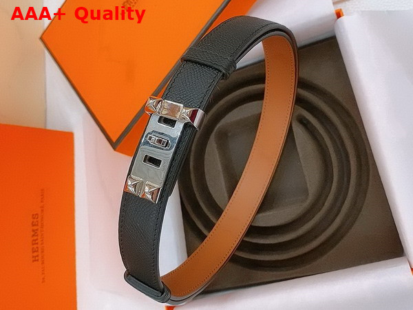 Hermes Collier de Chien 24 Belt in Black Madame Calfskin Replica