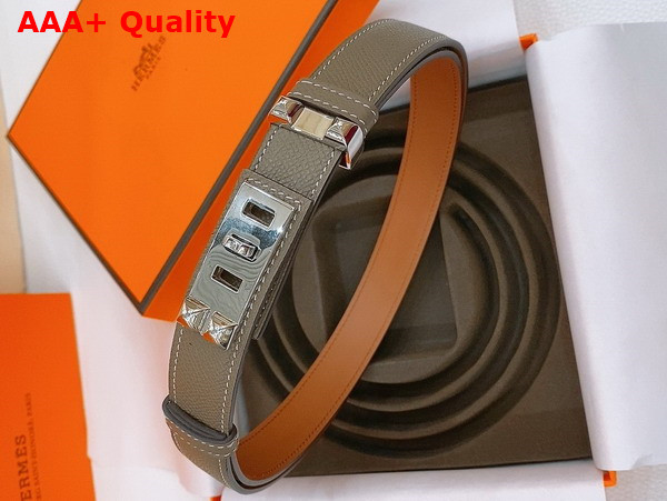 Hermes Collier de Chien 24 Belt in Elephant Gray Madame Calfskin Replica