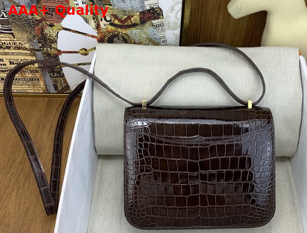 Hermes Constance 18 Bag in Dark Brown Alligator Leather Replica