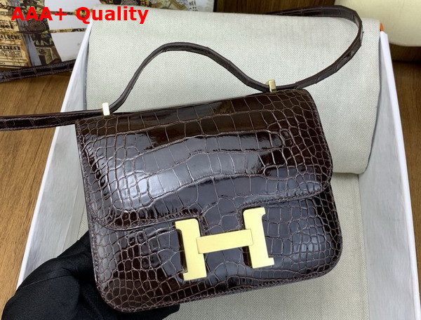 Hermes Constance 18 Bag in Dark Brown Alligator Leather Replica
