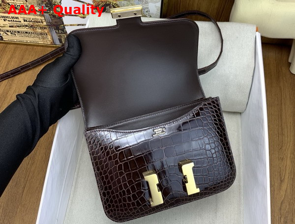 Hermes Constance 18 Bag in Dark Brown Alligator Leather Replica