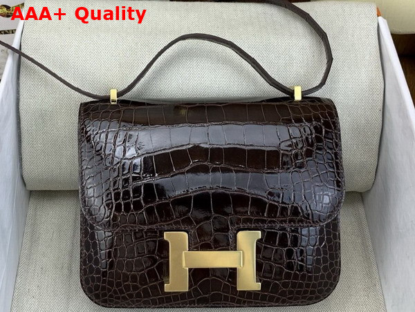 Hermes Constance 18 Bag in Dark Brown Alligator Leather Replica