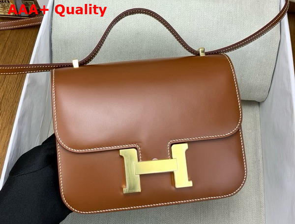 Hermes Constance 18 Bag in Gold Brown Box Calfskin Replica